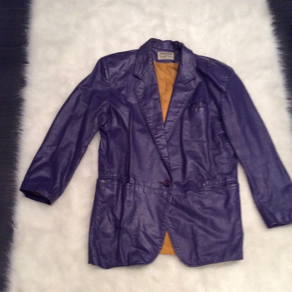 purple leather blazer
